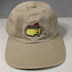 Masters Tournament Hat Cap Strap Back Khaki Green Golf Augusta National Mens